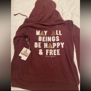 Spiritual Gangster May All Beings Be Happy And Free Hoodie Size Large NWT